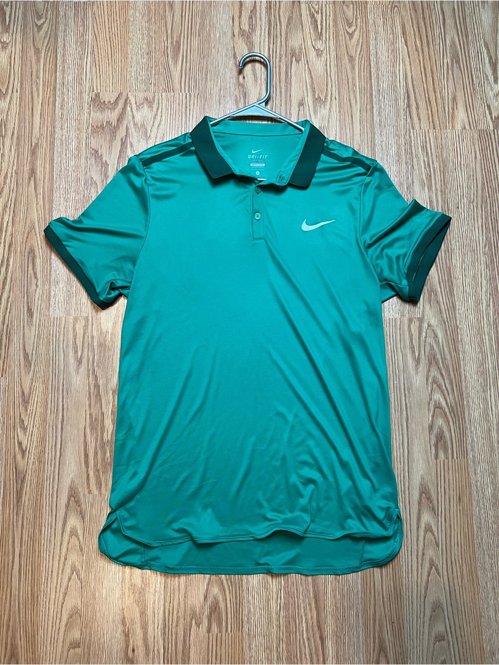 Nike Men’s DRI-FIT Green Polo with Dark Green Trim